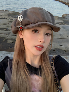 hucares「赏金猎人」显脸小大头围复古机能感报童帽子女ins春秋款