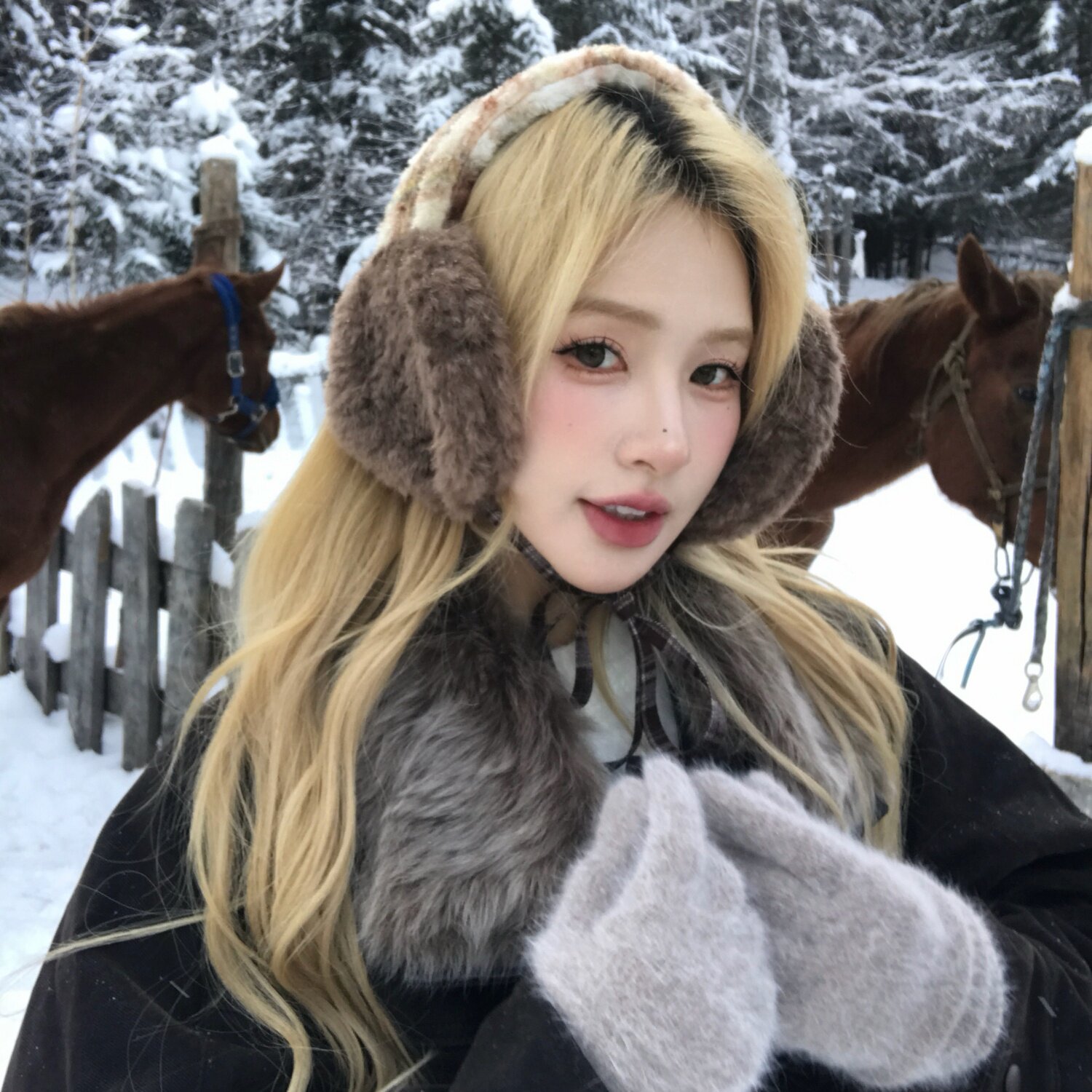 hucares 「森系格调」独家定制保暖显脸小耳罩冬季新款简约穿搭