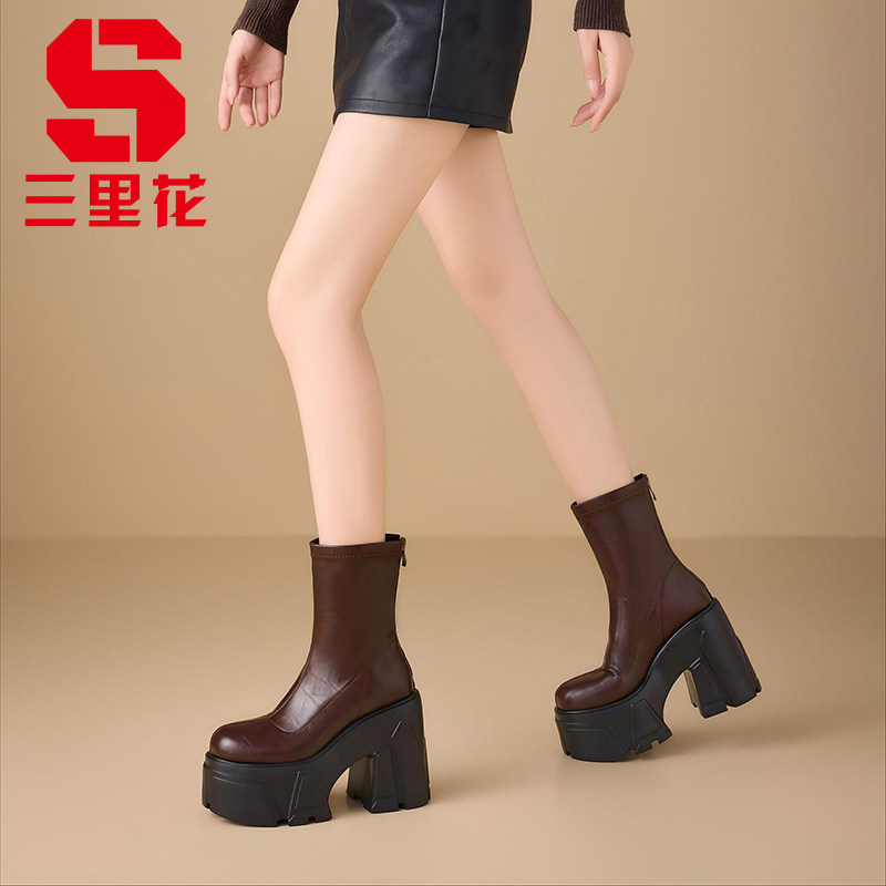 天顾马丁靴粗跟厚底短靴
