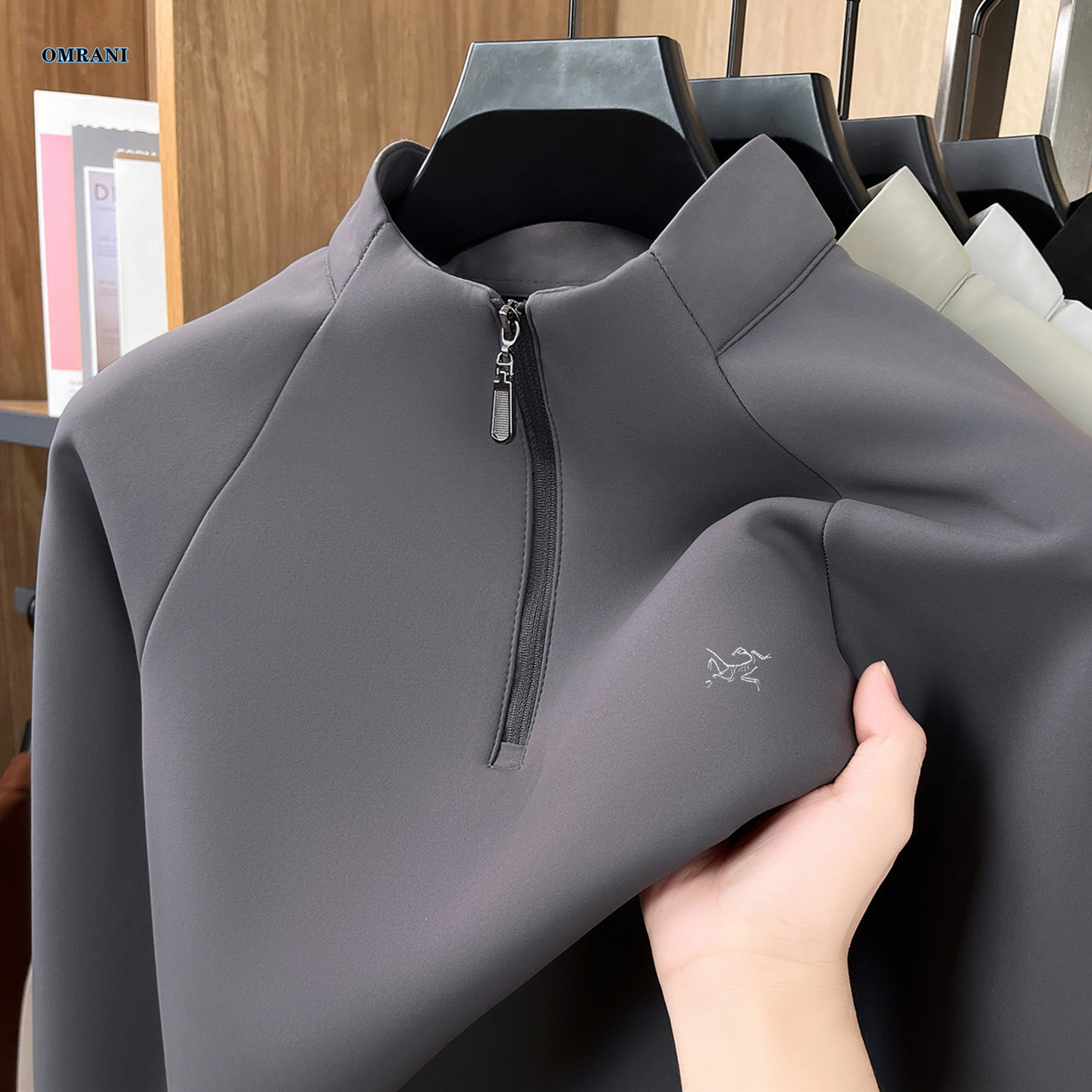 OMRANI鸟家半拉链卫衣男长袖T恤