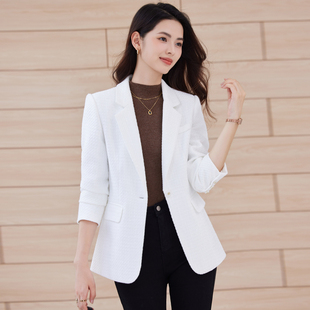 休闲西装外套女小个子通勤面试秋冬季新款高级感气质正装白色西服