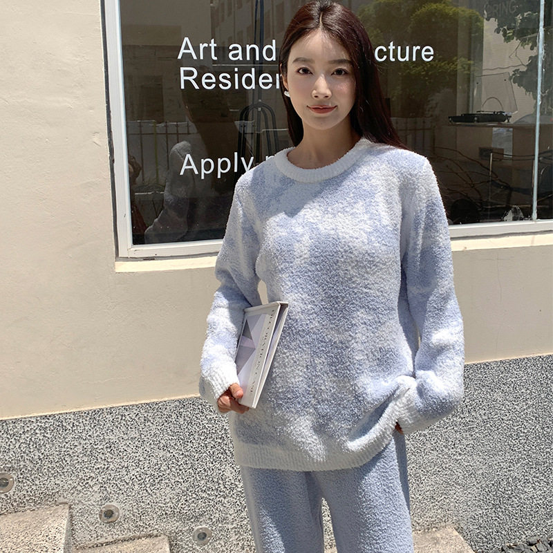 淑女名媛半边绒秋冬保暖睡衣