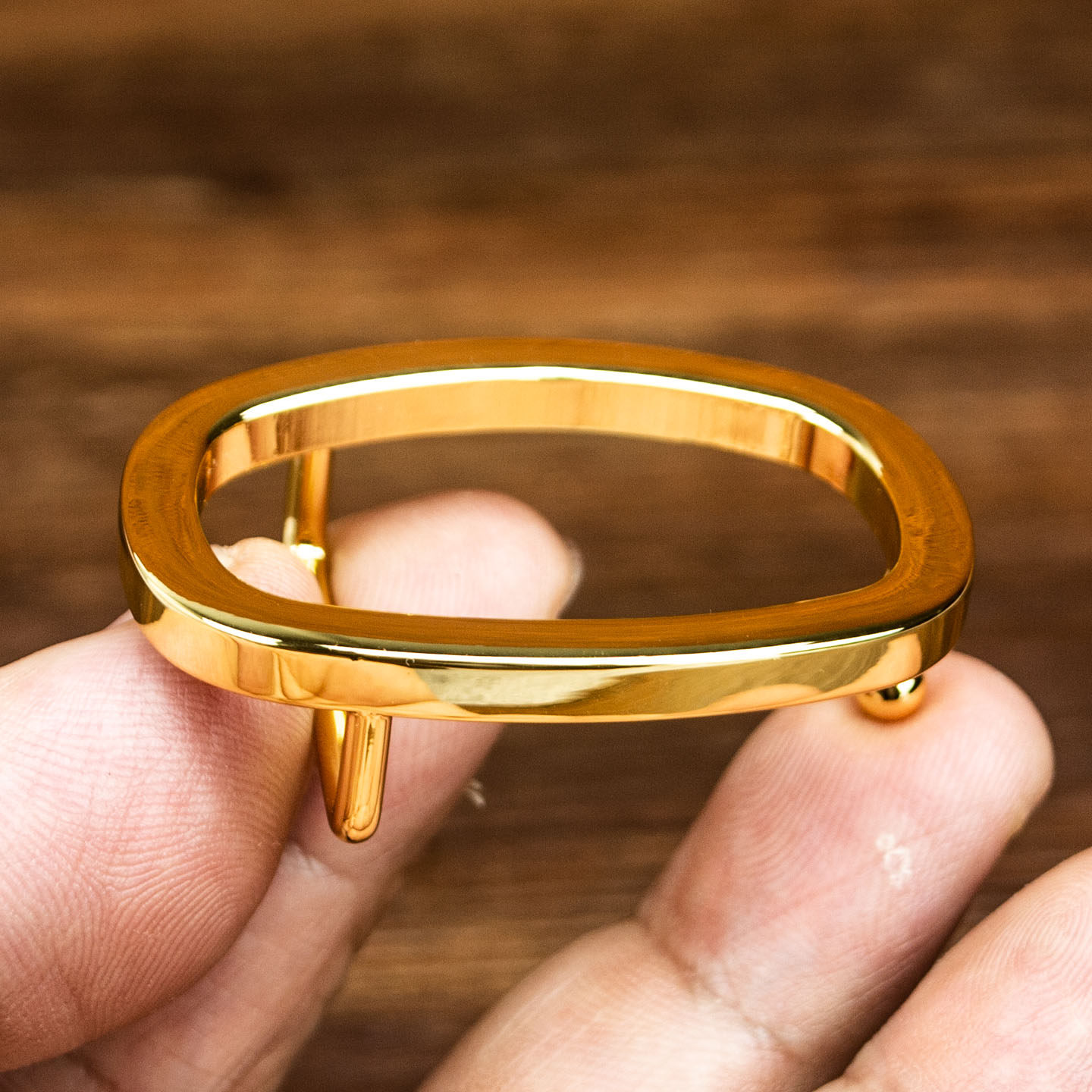 知为力金色纯铜皮带扣头女士简约百搭高级感腰带扣25mm椭圆挂扣