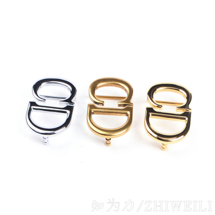 皮带扣女25mm纯铜扣头平滑扣手工腰带带头精致CD字母裤带扣古金色