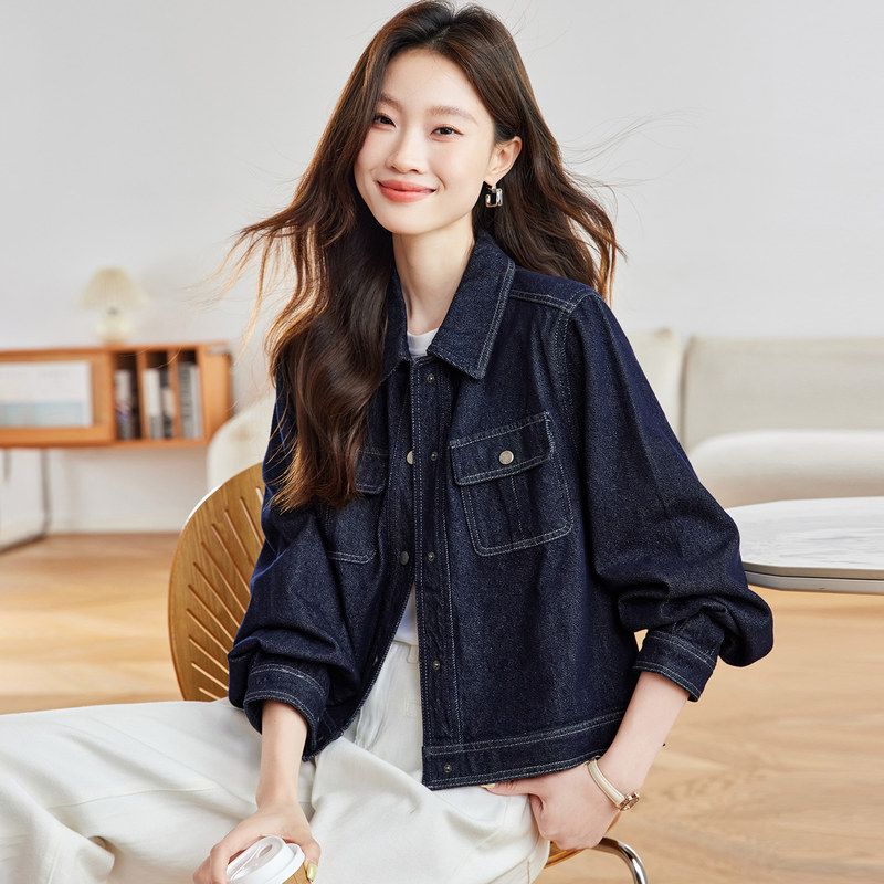 韩系短款水洗牛仔外套衬衣女2025新款春秋季复古衬衣夹克