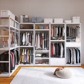 白色开放式 衣柜落地衣架挂衣置物架卧室衣帽间铁艺金属高端简约d1