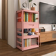 峰阳粉色书架落地置物架多层家用钢制客厅电视柜旁儿童收纳书柜m1