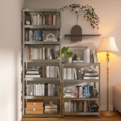 峰阳镀锌原色钢制书架沙发边读书角开放式 书柜落地工业风收纳架t1