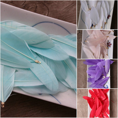 diy吊坠白色耳饰手工鹅毛