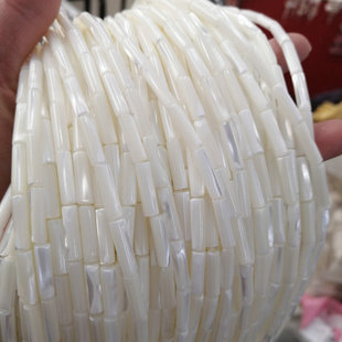 天然马蹄螺贝壳圆管珠 14mm荧光白管柱散珠手链项链diy手作配件