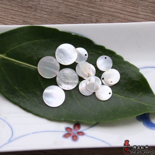 天然白蝶贝圆片 单孔无孔光泽贝壳 发簪耳饰diy手作饰品配件材料