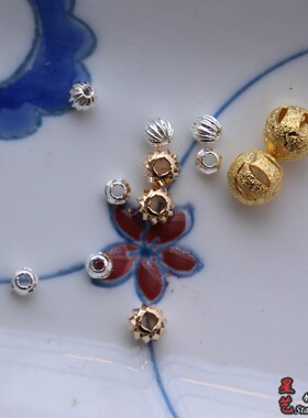 铜镀银色kc金色条纹弯刀镂空散珠 手链项链发簪耳饰 手作饰品配件