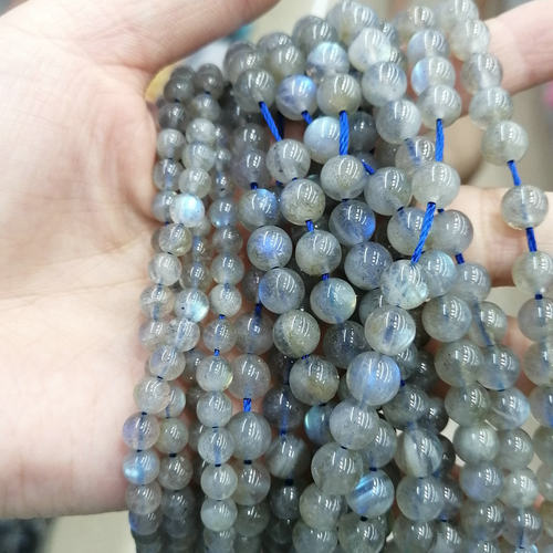 天然闪光石灰色项链手作风散珠