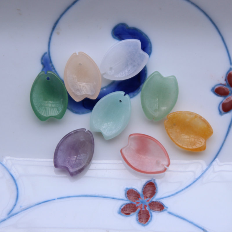 天然绿东陵粉西瓜紫晶黄汉白玉天河石水滴花瓣坠发簪耳饰手工配件