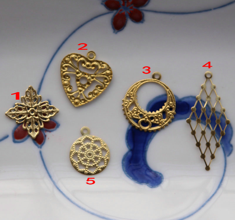 diy纯铜桃心菱形镂空耳饰花片