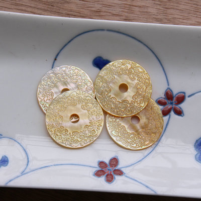 diy天然平安扣吊坠雕花项链黄贝