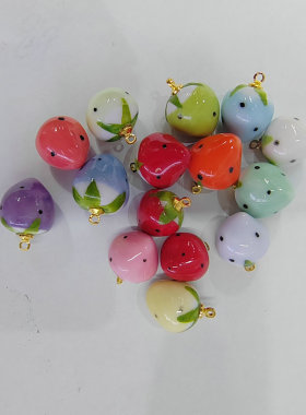 男女陶瓷草莓吊坠配件