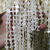 天然马蹄螺贝壳通孔十字架 荧光白手项链项链diy手作饰品配件材料