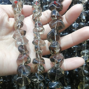 天然烟晶冲角随形切面散珠 横孔不定形茶晶手链项链服饰手工 配件