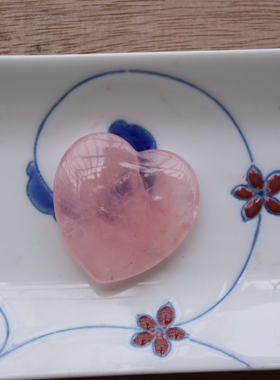 天然粉晶大桃心 30/40/45mm鼓面无孔心形造型摆件装饰美容diy配件