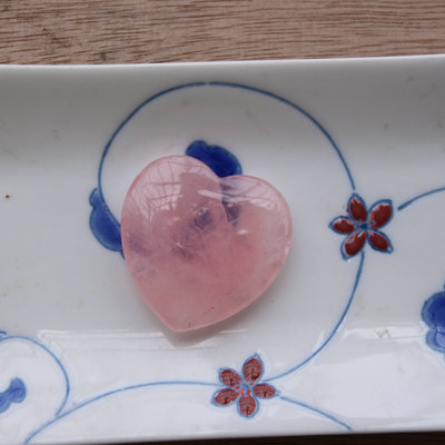 天然粉晶大桃心 30/40/45mm鼓面无孔心形造型摆件装饰美容diy配件