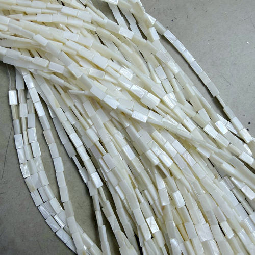 天然贝壳条5*10mm白色扁方散珠