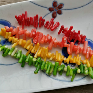 海竹枝苗  红桔白绿黄中间横穿孔管珠散珠手作饰品配件