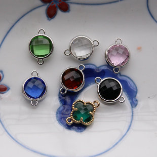 10mm水晶切面包边坠子 圆饼形双孔特闪吊坠 手链项链手作饰品peij