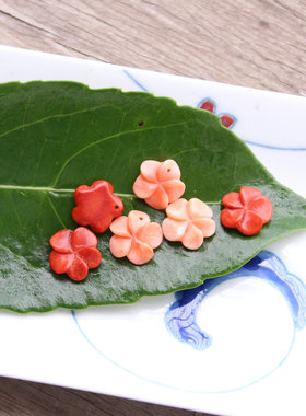 diy粉色胸针耳饰手作风五瓣花