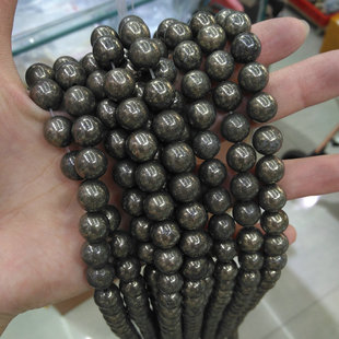 天然铁矿石圆珠 4-12mm黄铁矿散珠子项链手链diy手串饰品配件材料