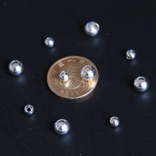 S990银珠子4/5/6/7/8mm大孔光珠 转运珠圆珠散珠/隔珠diy饰品配件