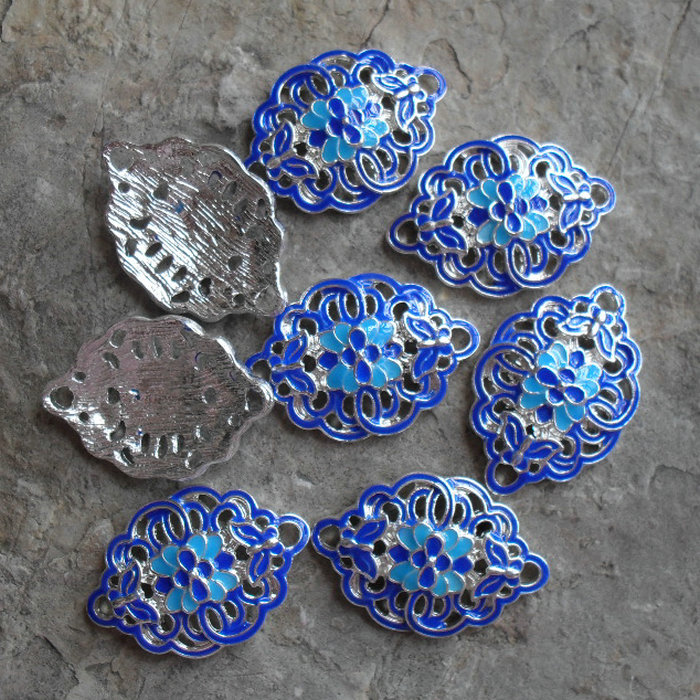 diy镂空烧蓝古典发簪合金花片