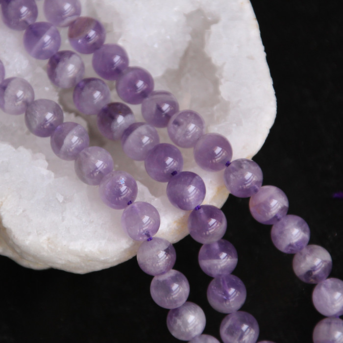 天然石紫晶圆珠6-12MM薰衣草