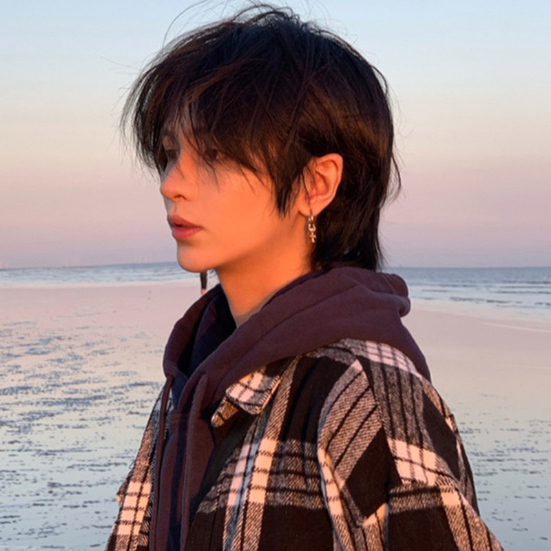 假发男短发帅气自然韩版狼尾头 鲻鱼头女日系cos学生短卷发全头套