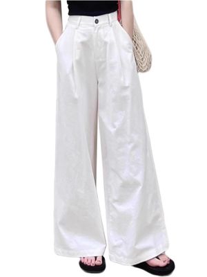 白色牛仔阔腿裤女夏季高级感垂感薄款梨形身材裤子宽松显瘦休闲裤