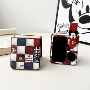 N3flip手机壳可爱女生米老鼠findn2flip全包防摔皮质小众手腕带n3flip手提保护套 Find 新款 卡通米奇适用OPPO