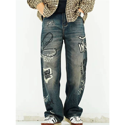 美式复古涂鸦设计感弯刀牛