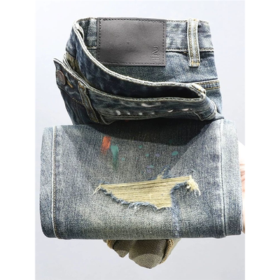 美式复古涂鸦泼墨做旧九分