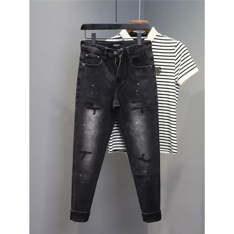 秋冬季新款男士牛仔裤破洞