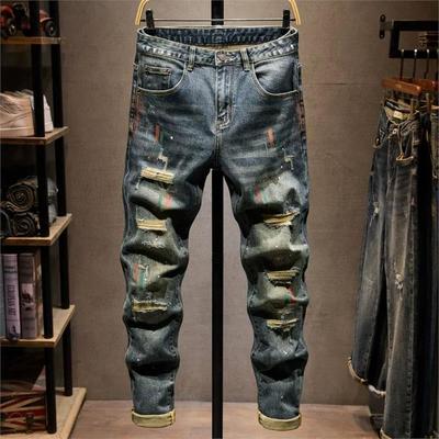乞丐破洞牛仔裤男款秋季潮