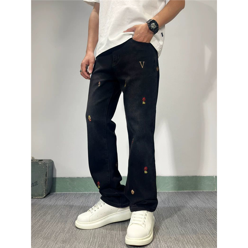 潮牌刺绣牛仔裤男款弹力高