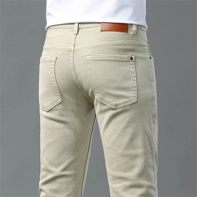 夏季卡其牛仔裤男弹力修身百搭休闲男生2025新款潮流高端男款长裤