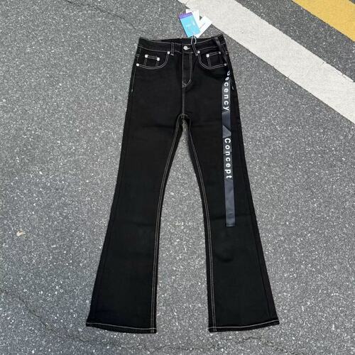 RO风格基础明线弹力牛仔裤微喇