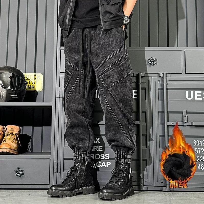 冬季加绒牛仔裤男重磅水洗