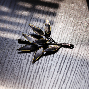 【墨竹】新款手工非遗掐丝线缠丝绒花胸针中国风新中式配饰