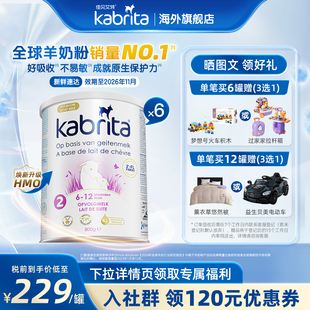 6罐 A2蛋白800g 佳贝艾特荷兰悦白白金版 2段婴幼儿进口羊奶粉HMO