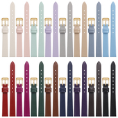 手表带女款 真皮柔软薄款 平纹表带适配dw小绿表黑红色真皮表带女士