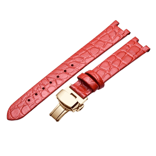 真皮手表带女士适配飞亚达心弦系列L590GWWD L592凹口表链15mm