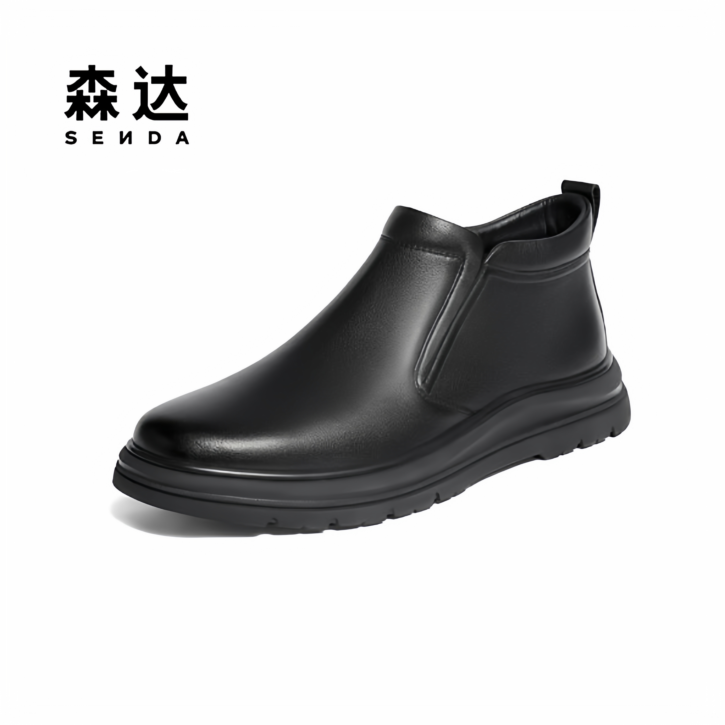 森达2025年冬款羊毛里商务男靴厚