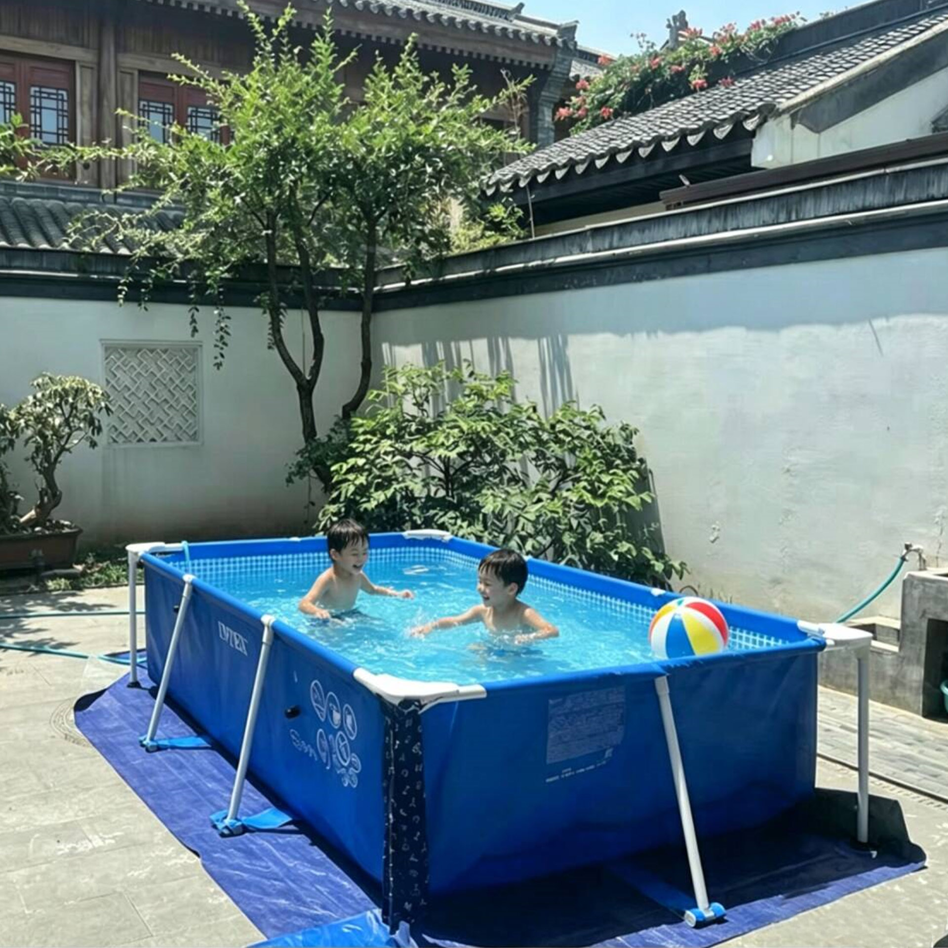 大型支架游泳池户外楼顶戏水池家庭别墅儿童家用成人泳池加厚鱼池